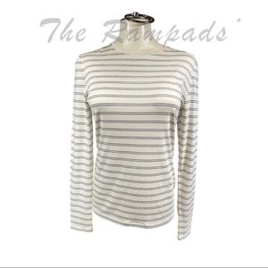 NEW White Ann Taylor Striped Long-sleeve T-shirt Size Medium